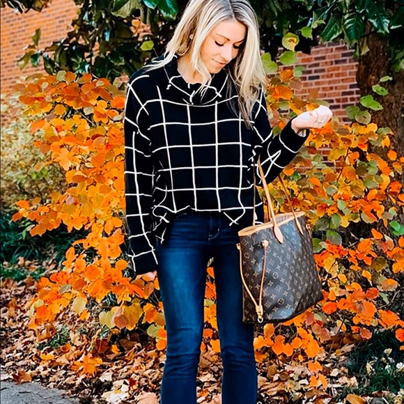 kirundo Sweaters - KIRUNDO Women’s Turtleneck Knit Long Sleeve Pullover Side Split Checked Sweater
